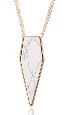 Statement Ketting - Marmer Look Pendant 