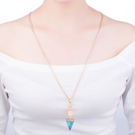 statement ketting - Marmer Look Pendant 