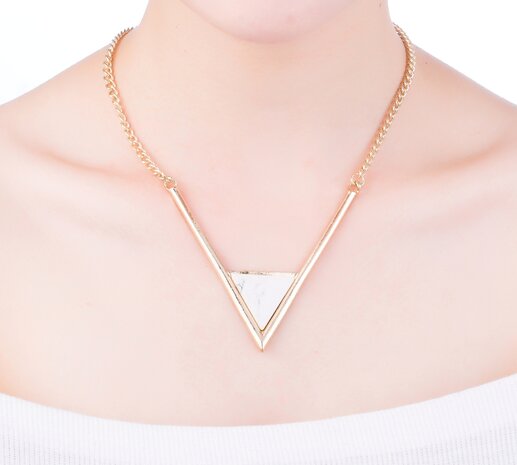 Statement Ketting - Driehoek marmer look Pendant 