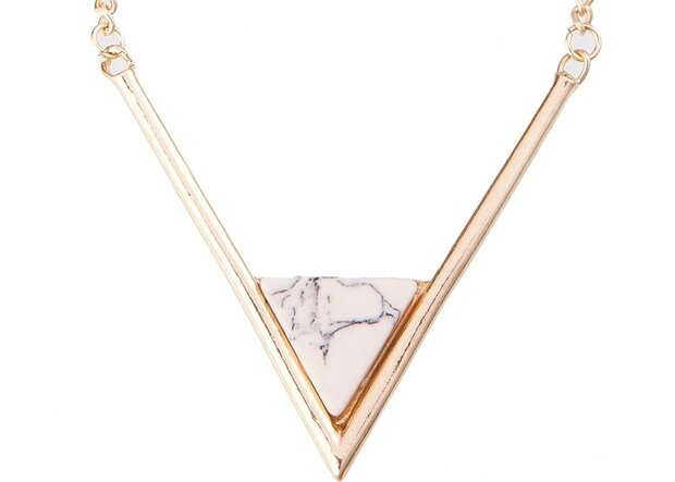 Statement Ketting - Driehoek marmer look Pendant 