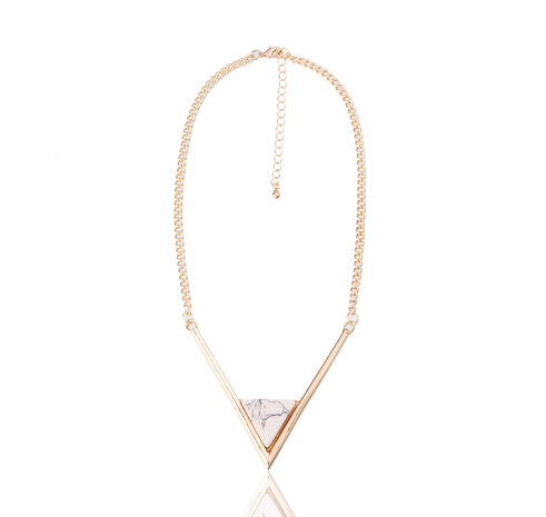 Statement Ketting - Driehoek marmer look Pendant 