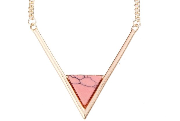 Statement Ketting -  Driehoek Marmer Look - Rood