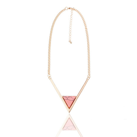 Statement Ketting -  Driehoek Marmer Look - Rood