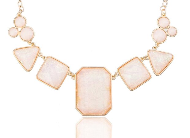 statement ketting - Marmer Look Necklace - Beige 