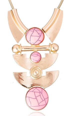 statement ketting - Marmer look Pink Moon