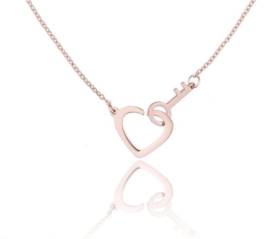 Stainless Steel Ketting Hartje Met Sleutel/ Heart with Key