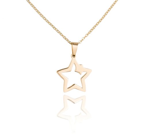 Stainless Steel Necklace With Star / Star