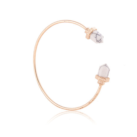 Trendy Wit Zwart Zeshoekige prisma Faux Marmer Steen Goud Kleur Bangle Armband voor Vrouwen