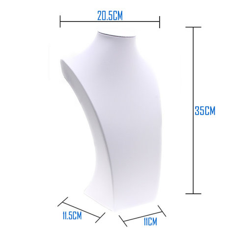  Display Neck Leather look white 35 cm high