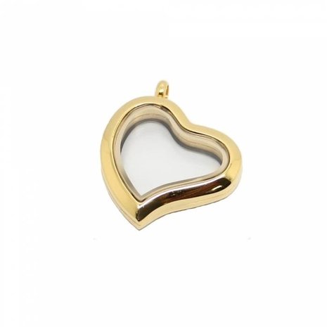 10 STUKS GOUD MEMORY LOCKET HART 30mm