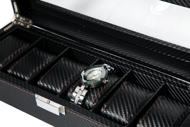 Luxe Lederen Horloge Koffer 6 Vakken