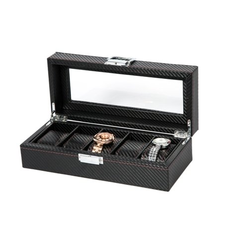  Luxury Leather Watch Display 5 Compartments