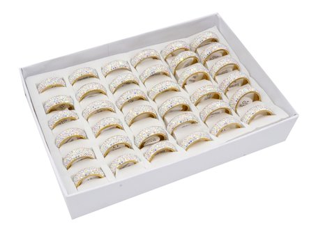36 RVS Ringen - Zirkonia - Goud