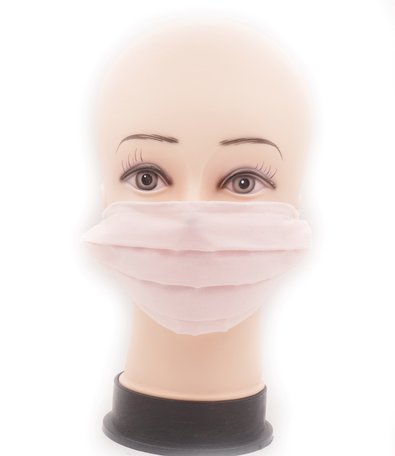 Wasbare mondkapje met neusclip /katoen / Machine Washable Cotton Mask - Licht Roze