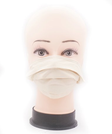 Wasbare mondkapje met neusclip /katoen / Machine Washable Cotton Mask kleur Cremé