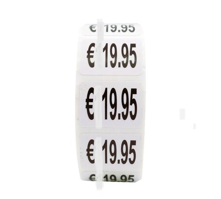 Prijs stickers €19,95 500 stk - 2 cm Breed x 1,5 cm Hoog