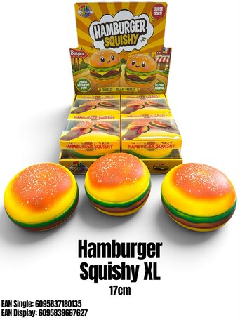 4 stuks Squishy XL Hamburger 17cm TB Fun