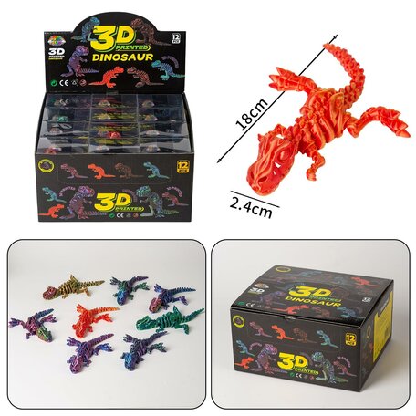 12 stuks 3D Printed Dinosaur