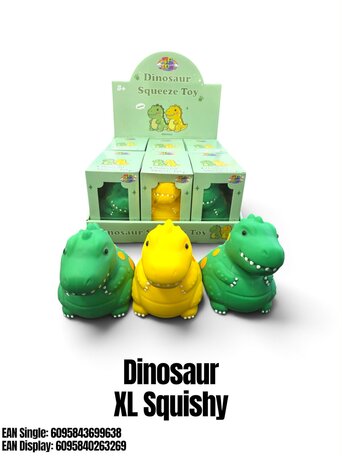 6 stuks Squishy XL Dino TB Fun