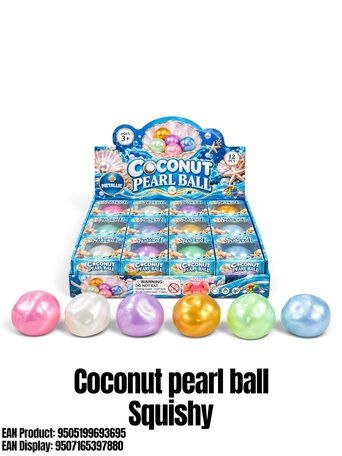 12 stuks Pearl Coconut Ball Squishy TB Fun