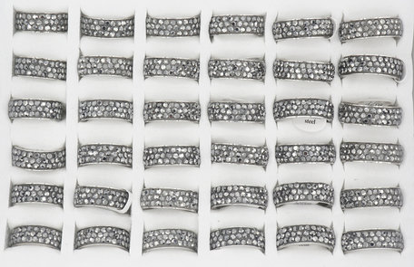 36 RVS Ringen - Zilver Gerhodineerd met Glinsterende Zirkonia