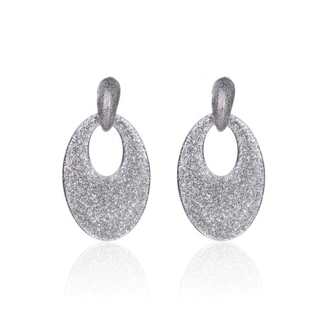 Oorbellen Met Glitters - Ovaal - Oorhangers 5x3,5 cm - Zilver