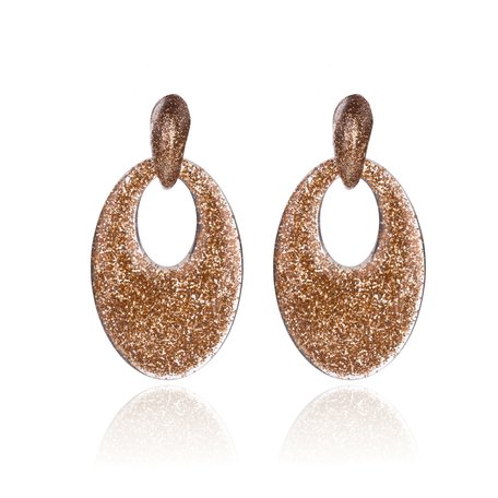 Oorbellen Met Glitters - Ovaal - Oorhangers 5x3,5 cm - Goud Kleurig