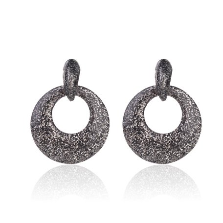 Oorbellen Met Glitters - Rond - Oorhangers 4x4 cm - Zilver / Zwart