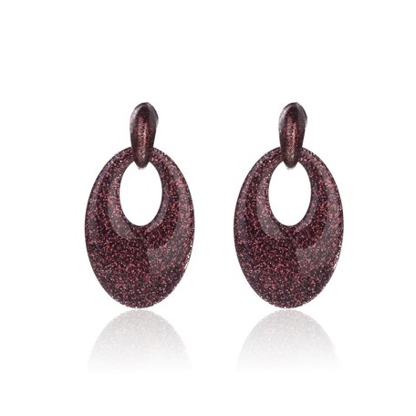 Vintage Earrings with glitters - Oval - 5x3,5 cm - Bordeaux 