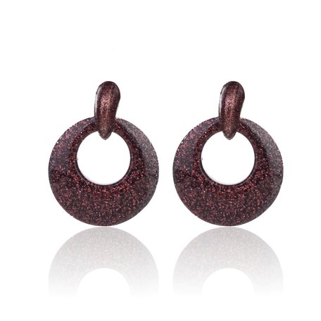 Oorbellen Met Glitters - Rond - Oorhangers 4x4 cm - Bordeaux 