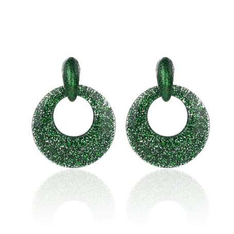 Oorbellen Met Glitters - Rond - Oorhangers 4x4 cm - Groen
