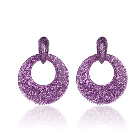 Oorbellen Met Glitters - Rond - Oorhangers 4x4 cm - Paars