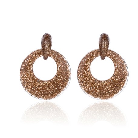 Oorbellen Met Glitters - Rond - Oorhangers 4x4 cm - Goud Oranje
