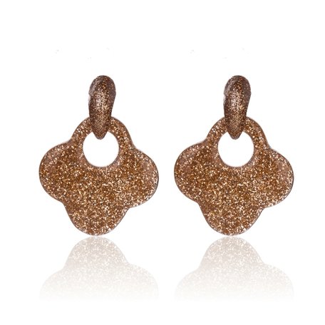 Oorbellen Met Glitters - Blad - Oorhangers 4x4 cm - Goud Oranje