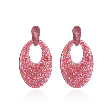 Oorbellen Met Glitters - Ovaal - Oorhangers 5x3,5 cm - Licht Roze