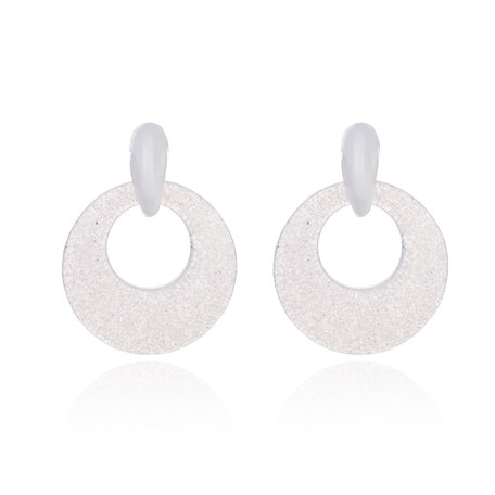 Vintage Earrings with glitters - Round - 4x4 cm - White