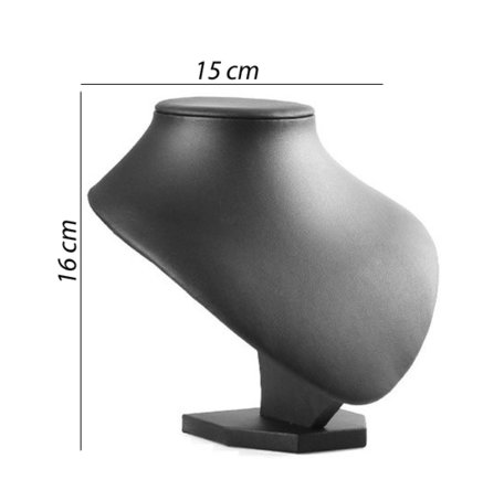 Display Hals zwart Kunstleer 16 cm hoog