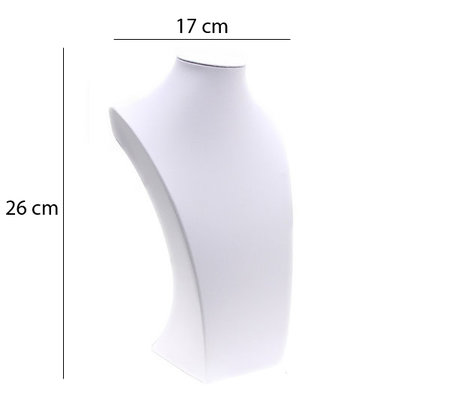 Display Hals Wit PU-Leer 26cm Hoog