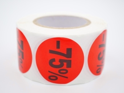 Prijs/Korting -75% stickers 500 stk