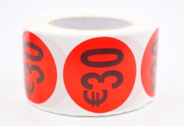 Prijs/Korting 30 euro stickers 500 stk - Dia: 3.5cm