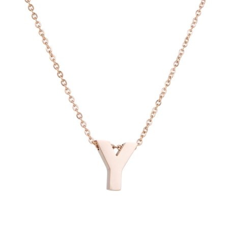 STAINLESS STEEL LETTER Y NECKLACE - ROSÉ COLOR 