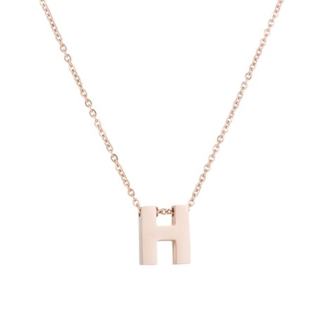 STAINLESS STEEL LETTER H NECKLACE - ROSÉ COLOR 