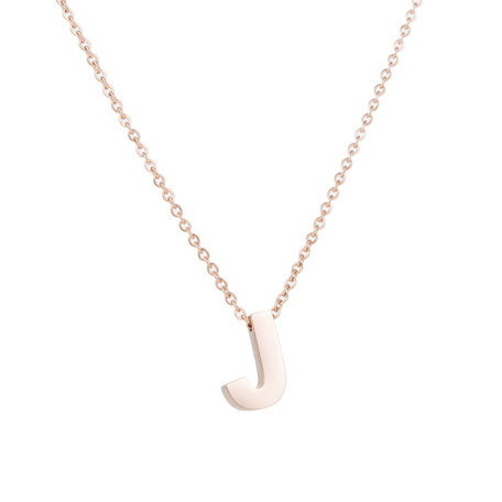 RVS Letter J Ketting - Rosé Kleur