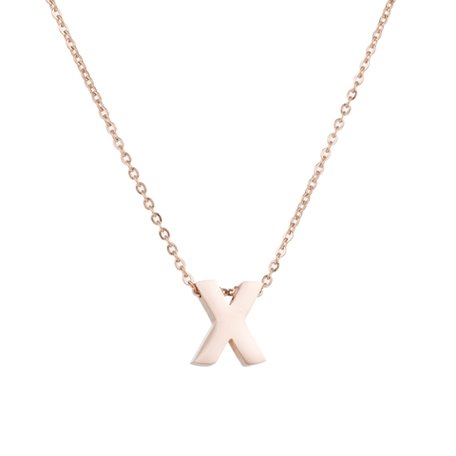 STAINLESS STEEL LETTER X NECKLACE - ROSÉ COLOR 