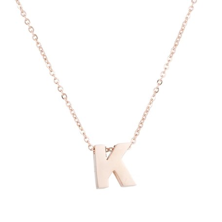 STAINLESS STEEL LETTER K NECKLACE - ROSÉ COLOR 