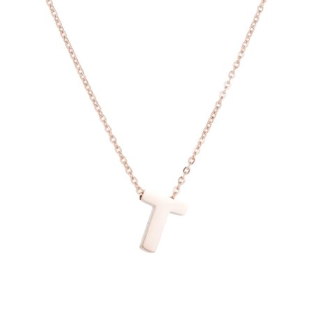 RVS Letter T Ketting - Rosé Kleur