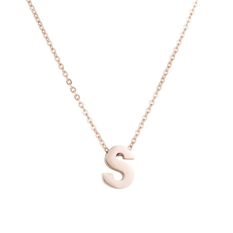 RVS Letter S Ketting - Rosé Kleur