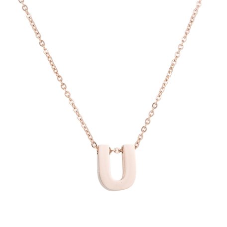 STAINLESS STEEL LETTER U NECKLACE - ROSÉ COLOR 