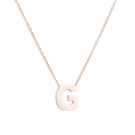 RVS Letter G Ketting - Rosé Kleur