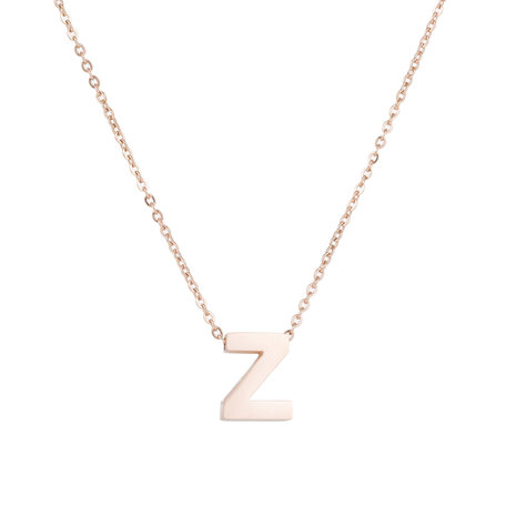 STAINLESS STEEL LETTER Z NECKLACE - ROSÉ COLOR 